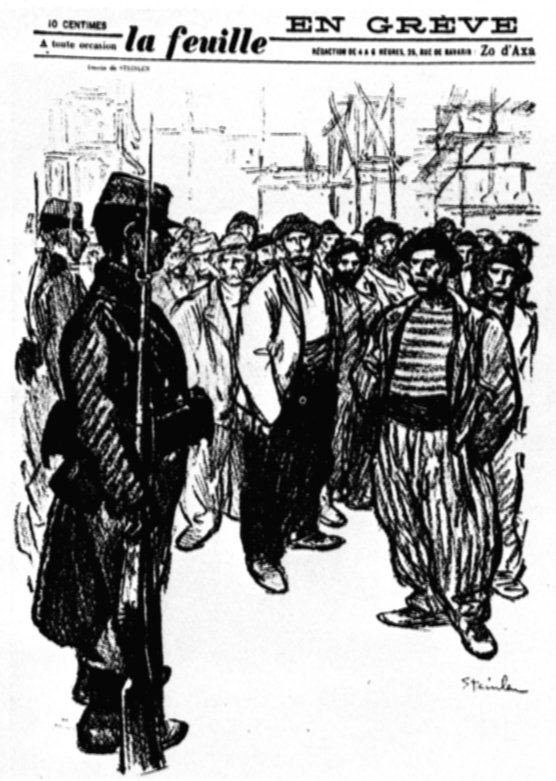 1898 La Feuille Dessin de Steinlen En greve.jpg